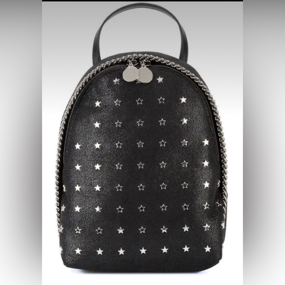 ❌SOLD❌ Stella McCartney Small Black Faux Leather Falabella Star Backpack - Picture 1 of 10